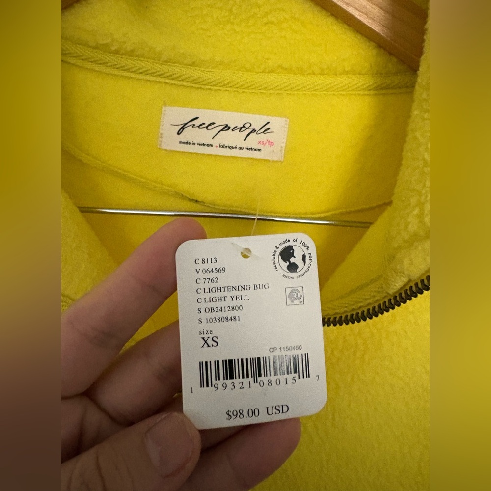 NWT FREE PEOPLE Coco Faux Sherpa Pullover | Lightening Bug MSRP $98 XS Oversized - Picture 7 of 9